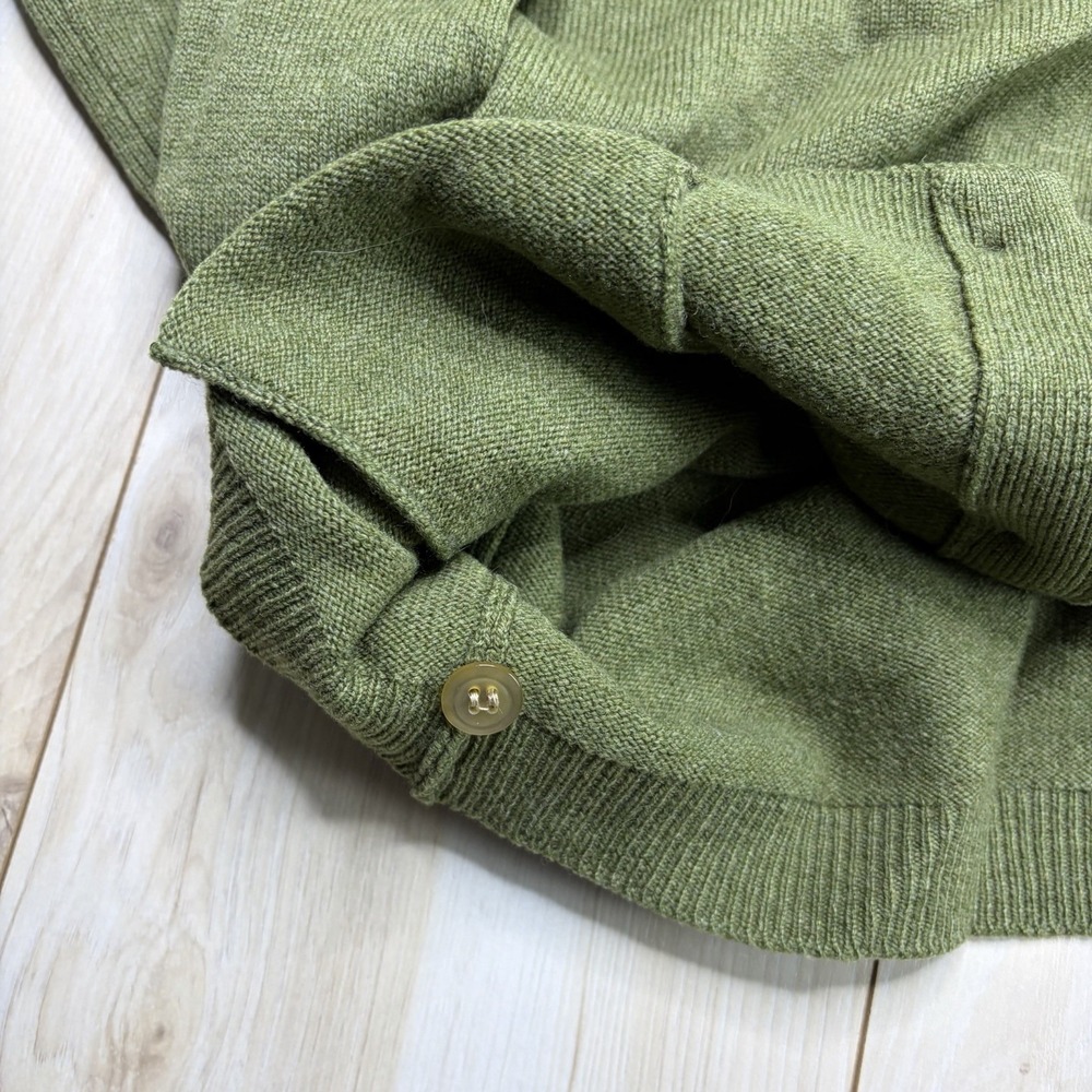 Alan Paine Pure Lambswool Knit Cardigan Mens Size 44 Green Vintage England Made - Picture 5 of 6